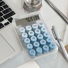 이이공브이샵 투명해 그라데이션 계산기 터치감 좋은 사무용 전자계산기, 1개, 스카이