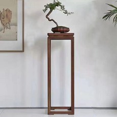花架 展示架 置物架 老榆木全實木花幾花架禪意新中式可移動木質盆景置物架廠家直銷, 款一胡桃木色長35寬35高60