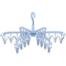 양말 건조대 24 클립 접이식 휴대용 여행 속옷 걸이 회전식 옷 건조대 가정 및 기숙사용, blue, 1개