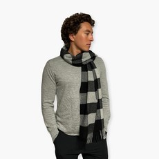 Humble Hilo 울 스카프 헤리티지 격자무늬 씨폼 블루 140694, 블랙 및 차콜