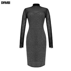 DFMEI 조추 여 망사 패치 슬림 랩 프렌치 원피스 이너 스커트 5932