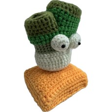 手工鉤織蔥造型擺飾 可愛大眼造型 居家裝飾 療癒小物, 1個