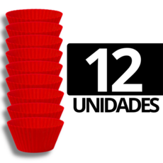 矽膠蛋糕圓形蛋糕杯烘焙模具12件組，耐高溫易脫模，烘焙新手必備超值組, 12 個紅色, 1個