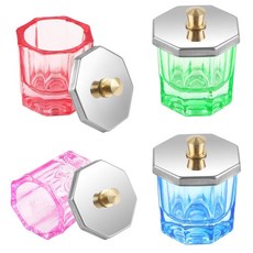 아크릴 네일용 4가지 색상의 댑펜 접시 뚜껑이 있는 유리 크리스탈 파우더 홀더 네일 아트 액체 컵 볼 제품 도구 매니큐어, Nail Cup, 1개