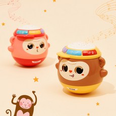 리틀클라우드 원숭이오뚝이 멜로디 장난감 애착인형 수면유도 장난감, 핑크, 1개