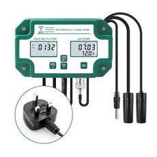 디지털 와이파이 PH EC TDS SALT SG.Temp 측정기 수질 테스터 데이터 로거 스마트 모니터 투야 앱 제어 미국 EU 영국 플러그 6, 1개