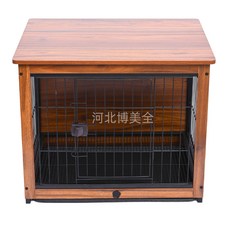 木製寵物籠，適用於中小型犬室內使用，帶分離式廁所設計, 黃胡桃：不帶輪,64*50*60CM, 1個