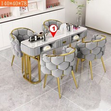 NIKA 美甲桌 經濟型美甲桌椅組合 歐式美甲臺 多功能, 1個, 淺灰+【長140×寬40×高78】