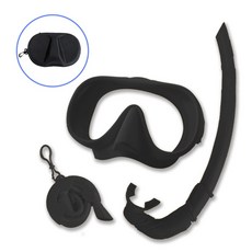폴드래블 접는 스노쿨 스노쿨링 세트 마스크 스노클링 기어 장비, 블랙