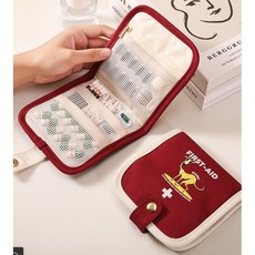 비상약품 파우치 휴대용 상비약 구급약 보관 수납, 레드, 1개