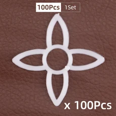 100개 흰색 네잎 꽃 모양 플라스틱 메쉬 템플릿 - 초보자용 손뜨개 라이닝, 01 White