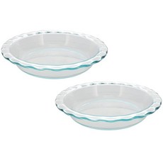 Pyrex Clear Fluted Rim Glass Pie Plates (9.5 x 1.6 in 24-CM) - 2 Pack Made the USA, Pyrex Clear Fluted Rim Glass P