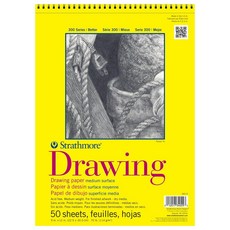 Strathmore 300 시리즈 드로잉 패드 중간 표면 22.9 x 30.5cm(9 12인치) 와이어 50장, 와이어 바인딩