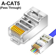 이더넷 케이블용 차폐 커넥터 모듈식 플러그 네트워크 UTP 50 금도금 8P8C 크림프 엔드 CAT6 CAT7 CAT5 RJ45, 01 CAT5(Pass Through)_01 1Pcs, 1개