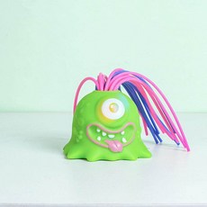 소리나는 괴물 장난감 머리 잡아당기면 반응하는 재미있는 스트레스 완화 완구, 1개, 그린, 6cm