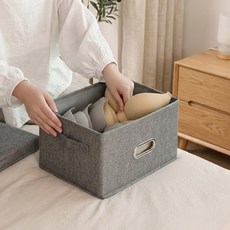 분리형 뚜껑 패브릭 리빙박스 옷장수납함, 1개, 그레이