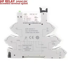 41F-1Z-C2-1 HF41F 24-ZS 12-ZS 1CO 슬림/SSR 릴레이 마운트 LED 보호 회로가있는 스크류 소켓 웨이퍼 릴레이 5V 12V 24V 230V, 규격 없음, 24V 1CO 6A Screwless