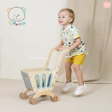 萌萌屋 【台灣現貨】依旺Toywoo 木製 木製推車 木製玩具 木製購物車 兒童推車 兒童購物車, 1個, 依旺木製推車(灰色), 灰色