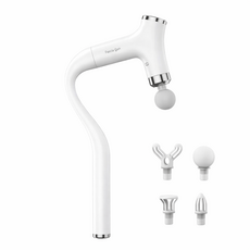 유앤미 무선 핸디 진동 마사지건 인체공학 갈고리형 분리형 교체형 4종 헤드 휴대용 바디 마사지기, 화이트, QZY-828