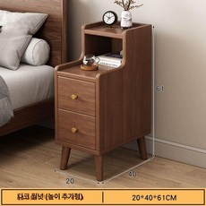 침대옆 협탁 서랍장 표준 틈새 침실 선반 테이블 원목, 조립형, 1개, 5.밀도판 더블 서랍 + 푸지 업그레이드 20x40x6