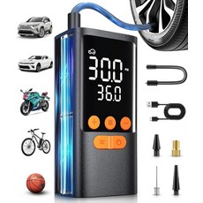 타이어 인플레이터 휴대용 공기 압축기 자동차 타이어용 150PSI 무선 펌프 LED 조명 및 압력 게이지가 장착된 자전거 모터사이클 볼 펌프용, 미니, 1개