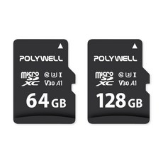 POLYWELL Micro SD 記憶卡 (64GB/128GB) 高速傳輸 A1 V30, 1個, MA-231 記憶卡-128GB
