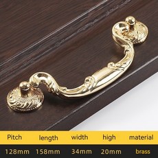 台灣出貨 黃銅拉手金色拉手北歐輕奢抽屜衣櫃門把手k金色簡約家具櫥櫃門把手亮金色, 5202-Single2, 1個