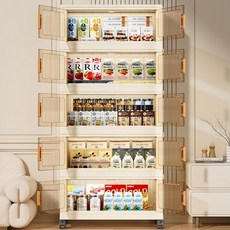 Ageye 대형 접이식 폴딩 리빙박스 수납함 이동식 접이식 수납장 가정용 다용도 옷 수납장, 투명한 5 개의 층