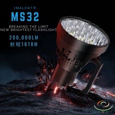 IMALENT MS32 20萬流明 1618米 超高亮度手電筒 泛光遠射 OLED TYPE-C快充 提把, 1個, MS32-冷白光