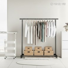 이유있는생활 옷걸이행거 튼튼한행거 원룸행거 이동식 행거 스탠드 옷걸이 싱글 1단 행거, 블랙(BLACK)