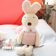 글로아픽 팡쿠 토끼인형 동물 선물 귀여운 애착인형, L. 카키 레이스 인형 칼라 베이지 토끼
