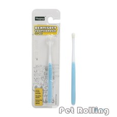 Pet Rolling 寵物牙刷 軟毛牙齦護理 狗貓適用, 藍色, 1個