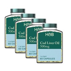 홀랜드앤바렛 코드리버오일 대구간유 500mg 소프트젤 Holland & Barrett Pure Cod Liver Oil, 4개, 60정