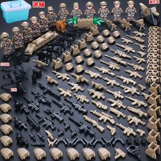 전쟁 피규어 모형 밀리터리 전투함 군인 산 미니어처 군사 특수부대 경찰 소년 조립식 작은 병사 교육용 장난감 퍼즐., [52] 마운틴 레오파드 특수부대용 (보관용 버킷 포함