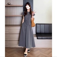 夏季大碼女裝套裝裙：洋氣減齡、胖MM顯瘦、高級時尚半身裙兩件套，韓版寬鬆顯瘦短袖潮流大尺碼夏日套裝, 黑色,XL