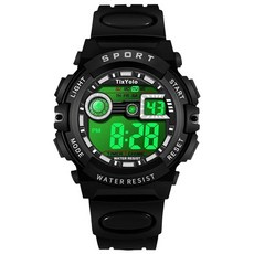 TixYolo Kids Digital Watch for Boys 50M Waterproof Sport Swimming Watch 7 Color Light Alarm Stopwa, Black