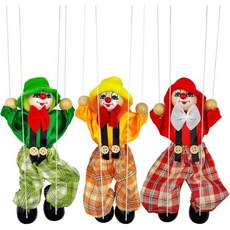 3팩 나무 마리오네트 인형 광대 손과 발을 움직일 수 있는 현악기 생일 극장용 6가지 색상의 인터랙티브 장난감 포함 3, 3