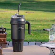 에코럭키 대용량 스트로우 텀블러 1380ml 스테인레스 빨대 보온 보냉, 1개, 1.38L, sita-블랙