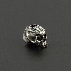 파라코드캥핑팔찌 Skull Brass Knife Bead 우산 로프 손전등 펜던트 EDC Copper parcord Beads, [02] WHITE, 1개