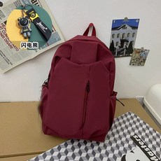 백팩 책가방 대학생 가방 배낭 블랙(펜던트 여행 없음) 대용량, AB. 레드번개곰
