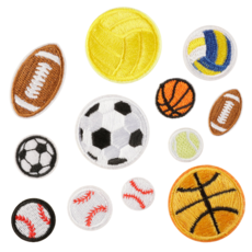 라끌라리아 스포츠 공모양 옷 수선 DIY 와펜 패치 12종 세트, 1개, 혼합