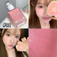 HERORANGE 컬러풀 스킨 녹는 리퀴드 파우더 블러셔 에센스 리퀴드 파우더 블러셔 자연스럽고 오래 지속되는, 01 분홍색