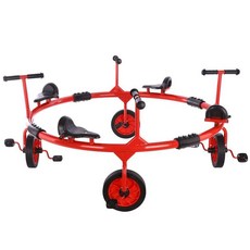 4인용 회전자전거 놀이터 키즈카페 유치원 야외, 1개, 레드 4인 회전차