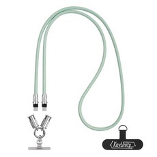 KeyUnity KH03 크로스바디 폰 랜야드 USB-C 충전 케이블 61cm 브레이드 스트랩 테더 탭 2개 포함 (베이비 블루, Mint Green
