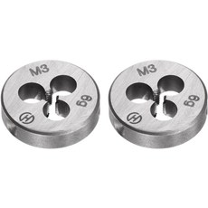uxcell 2pcs 원형 나사 다이 메트릭 M3 x 0.5 나사오른쪽 합금 공구 강철 절단 수리 도구