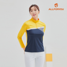 올포유 올포유 모델착장 여성 절개 배색 하이넥 티셔츠 AWTHL2261-203