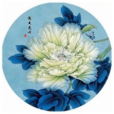 비천 실크사십자수 도안원단 DIY키트 자수세트, 부귀백모란, 1개