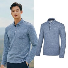 콜핑 남성 하이쿨 린넨 멜란지 등산 긴팔 카라 티셔츠 KSC432TT0M