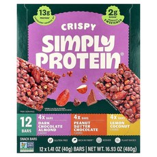 Simply Protein 크리스피 스낵 바 버라이어티 팩 바 12개 각 40g(1.41온스), 12 개