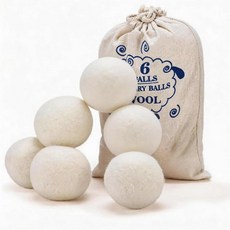 울 드라이어 볼 뉴질랜드 세탁 재사용 가능 정전기 부착 감소 및 건조 시간 단축을 위한 세탁용 볼(6팩) (블랙), White